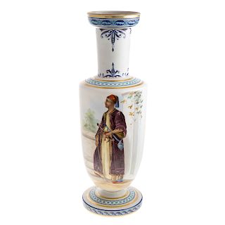 Continental painted opaline vase