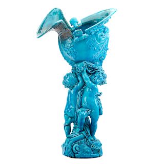 Joseph Cheret turquoise ceramic centerpiece
