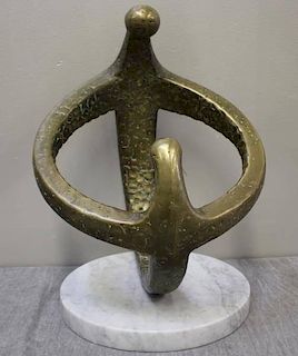 Unsigned Midcentury Abstract Brass Sculpture.