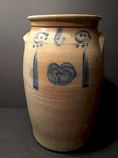 ANTIQUE Large Six gallon stoneware churn Crock, 19th c.,17 1/4'' h