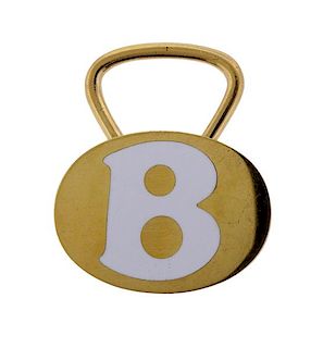 Bvlgari Bulgari 18K Gold Enamel B Letter Keychain 