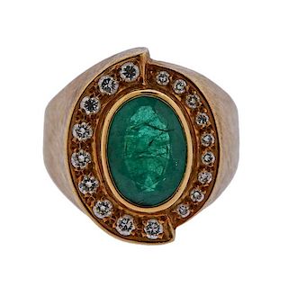 Burle Marx 18K Gold Diamond Emerald Ring