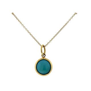 Tiffany &amp; Co Picasso 18k Gold Turquoise Pendant Necklace 