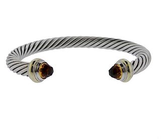 David Yurman Cable 14k Gold Silver Citrine Bracelet 