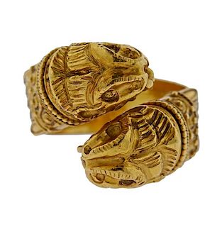 Lalaounis Greece 18k Gold Chimera Bypass Ring 