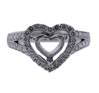 18K Gold Diamond Heart Engagement Ring Setting
