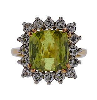 Burle Marx Green Gemstone Diamond 18k Gold Ring 