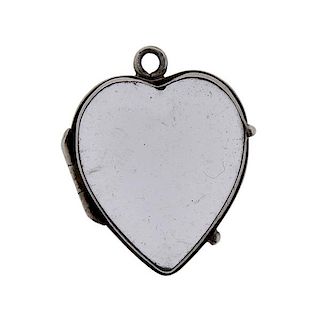 Antique Silver Clear Stone Locket Heart Pendant
