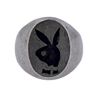Silver Playboy Bunny Ring