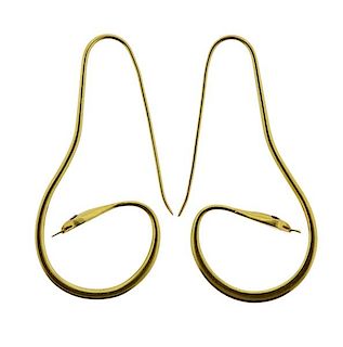 22K Gold Red Stone Snake Earrings