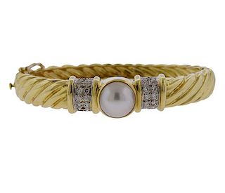 Cassis 18k Gold Diamond Pearl Bracelet 
