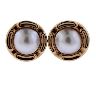 14k Gold Mabe Pearl Large Earrings 