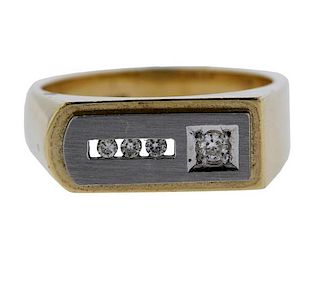 14K Gold Diamond Men&#39;s Band Ring