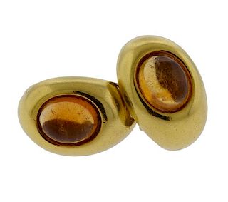 18K Gold Citrine Earrings