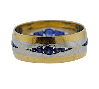 18K Gold Sapphire Band Ring