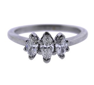 Platinum Marquise Diamond Three Stone Ring