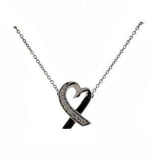 Tiffany &amp; Co Picasso  Heart Diamond 18k Gold Pendant Necklace