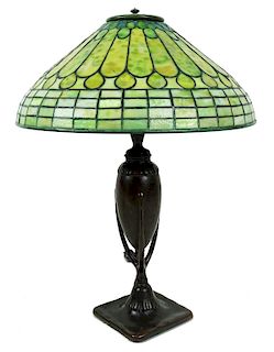 Tiffany Studios Roman Leaded Glass Bronze Lamp