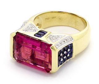 Estate 12.50ct Pink Tourmaline Sapphire & Diamond
