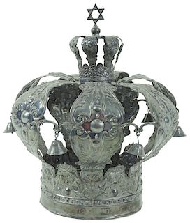 Royal Judaica Leaf Design Silver Torah Crown