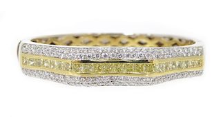 18-22K Two-Tone Fancy Yellow Diamond Cuff Bracelet
