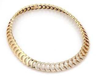 Cartier C Logo 2.75ct Diamond 18k Gold Necklace