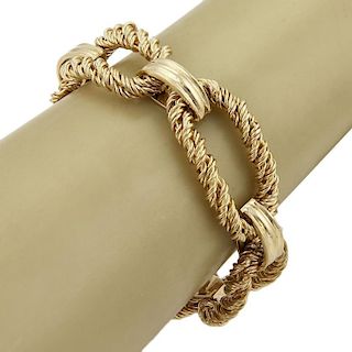 14k Gold Twist Wire Wrap Large Oval Link Bracelet