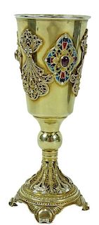 Vintage Hand Made Gilt Silver kiddush Cup