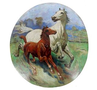 Attrib Nicolai Samokich Horse Oil/Board Painting