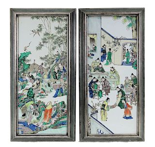 19th C. Chinese Famille Verte Porcelain Plaques