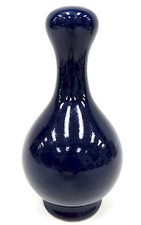 Chinese Cobalt Blue Glazed Porcelain Qianlong Vase