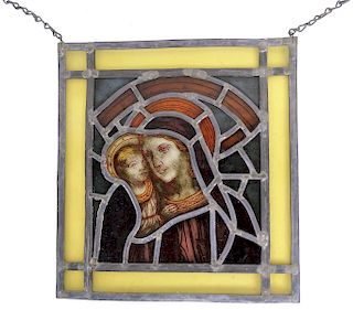 Religious Wall Hanging Stain Glass Madonna & Child