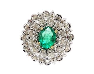 Estate 14K 1.59ct Emerald & 2.01 Diamond Ring