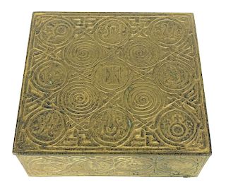 Tiffany Studios Zodiac Bronze Hinged Humidor Box