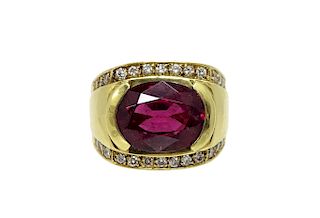 18K 8.47ct Pink Tourmaline & 0.72ct Diamond Ring