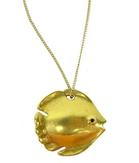 Tiffany & Co Fish Necklace Pisces Pendant In 18K