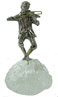 Yaacov Heller Silvered Fiddler Judaica Sculpture