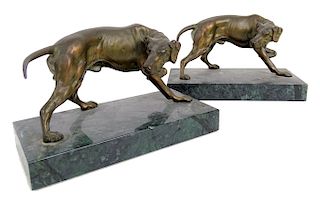 Jennings Brothers Bronze Hunting Dog Book Ends