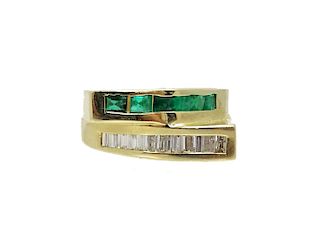 14K Gold 0.50ct Emerald & 0.70ct Diamond Ring