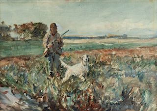 John Whorf (1903-1959) Hunter and Bird Dog