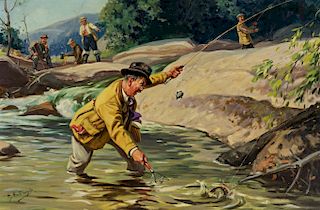 Henry "Hy" Hintermeister (1897-1970) Fly Fishing