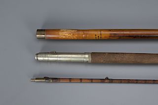 Three Old Bamboo Fishing Rods