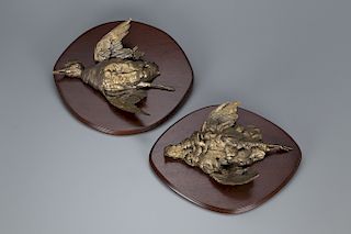 Pair of Decorative Bird Plaques, Paul Comolera (1818-1897)