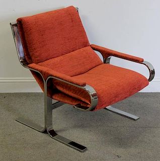 Midcentury Osvaldo Borsani Chrome Lounge Chair.