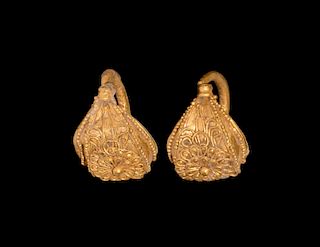 Greek Gold Filigree Earrings
