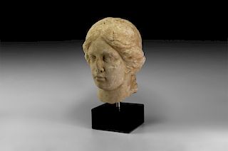 Roman Marble Head of a Goddess