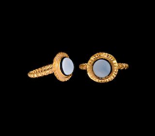 Roman Gold Ring with Nicolo Gemstone
