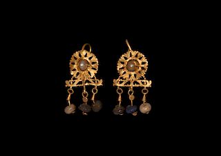 Roman Gold Earrings with Pearl Drops