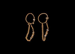 Roman Gold and Glass Bead Earrings