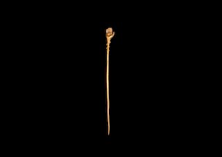 Roman Gold Pin with Hand and Snake